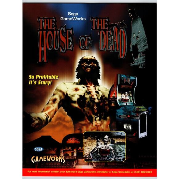 House Of The Dead Arcade Game FLYER Original 1996 Video Game Art Zombies - Picture 1 of 2